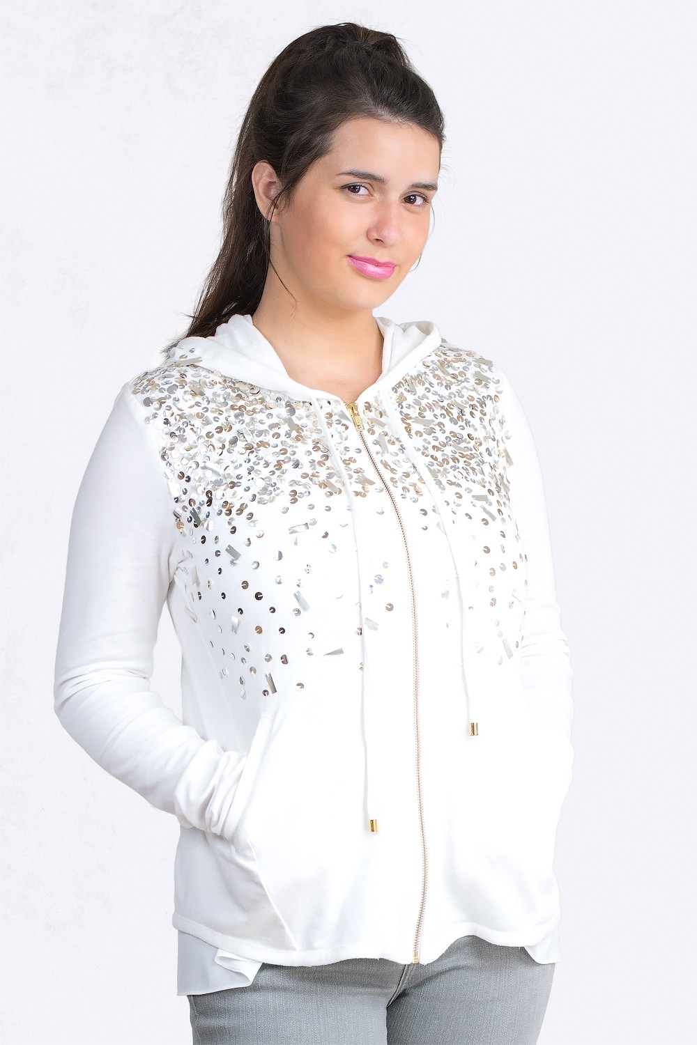 plus size sequin hoodie