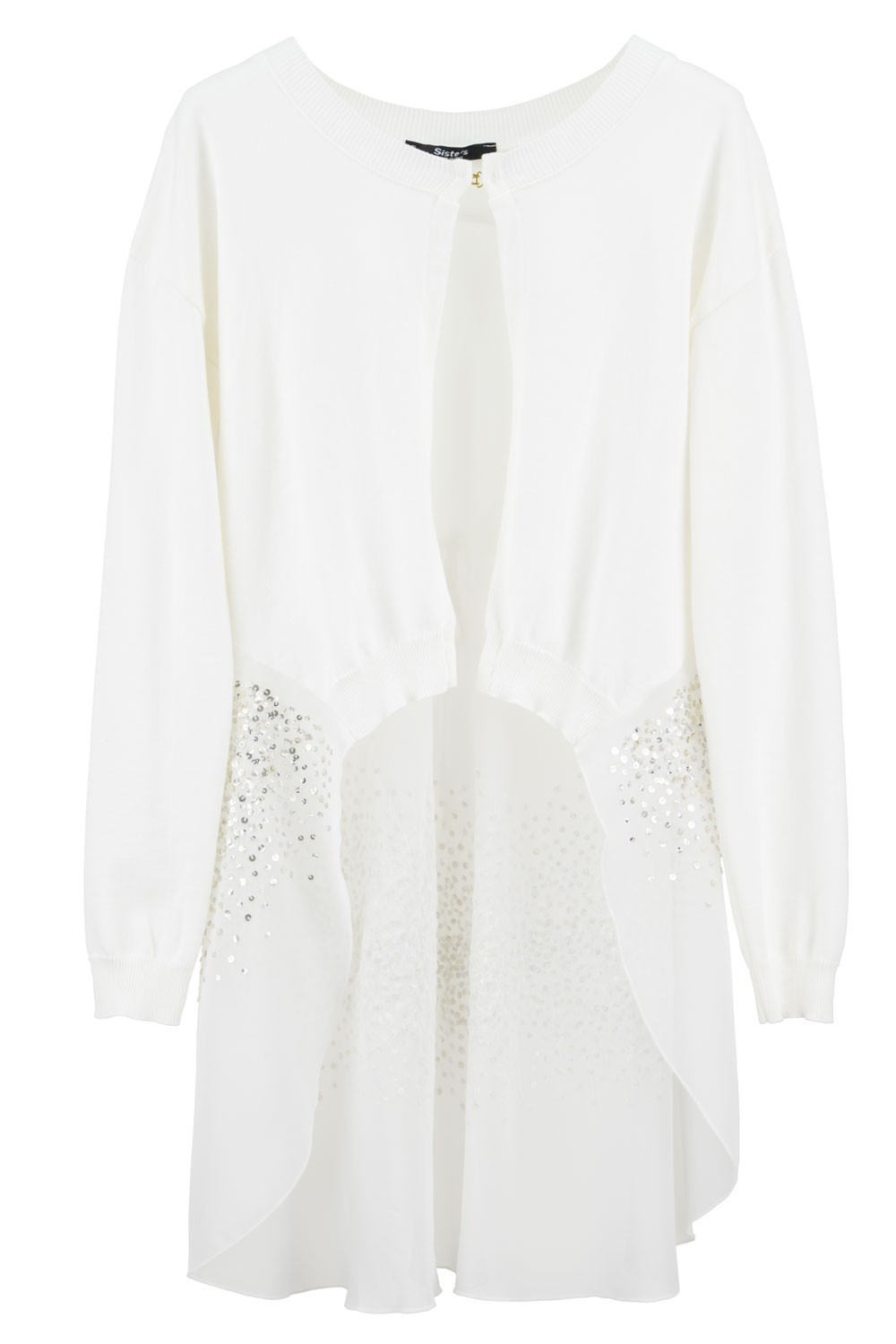 white sparkly cardigan